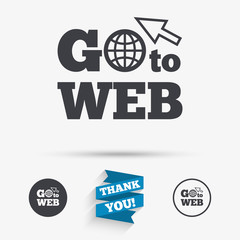 Go to Web icon. Internet access symbol.