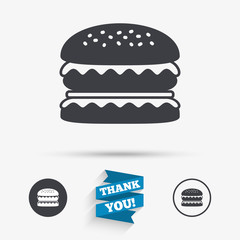 Hamburger icon. Burger food symbol.