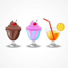 Set of colorful tasty ice cream.