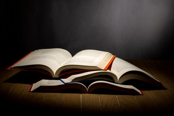 Open Book on wood background