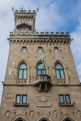 Fototapeta na wymiar Neo-gothic style Government House (Palazzo Pubblico). San Marino