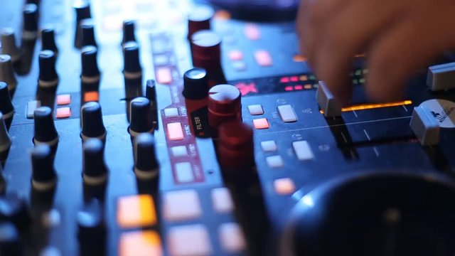 Dj table at wedding tilt up.close up