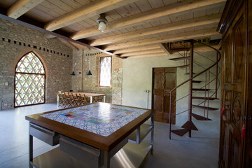 interiors of old barn restored in modern loft