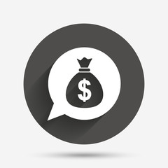 Money bag sign icon. Dollar USD currency.
