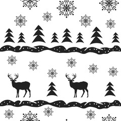winter pattern with deer