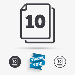 In pack 10 sheets sign icon. 10 papers symbol.