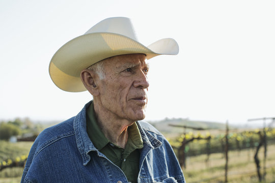 Portrait of farmer in vineyard