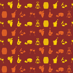 Seamless pattern with  wine icons for your design