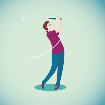 Golf player. Isolated cartoon character. Sport illustration