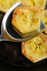 Fried courgette in the pan