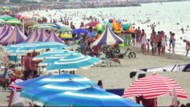  People at the summer beach vacation out of focus