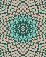 Mandala with abstract geometric ornament seamless pattern