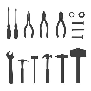 vector icons of different tools on white background