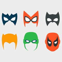 A set of masks for movies, superheroes, with shadow