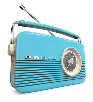 Blue Retro Radio. 3D render of a Classic Blue Retro Style Radio.