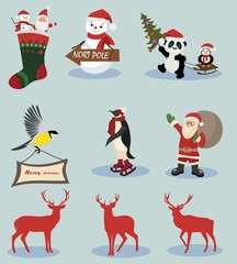 Fototapeta premium Christmas Icons and attributes vector image design set for you illustration, design, postcards, labels, stickers and other creative needs.