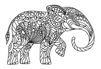 Stylized elephant. Coloring antistress