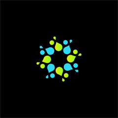 Isolated abstract blue and green flower vector logo. Petals and leaves logotype