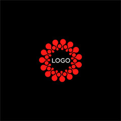 Isolated abstract red color flower vector logo. Round shape sun illustration