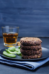 black beans brown rice walnut oat burgers with spinach