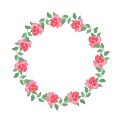  wreath of roses 2. Watercolor painting. Hand drawing. Decorative element for greeting card, Invitation card.
