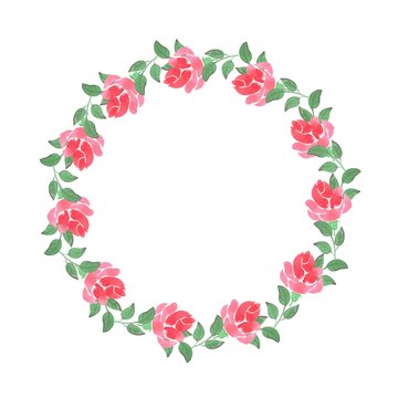  wreath of roses 2. Watercolor painting. Hand drawing. Decorative element for greeting card, Invitation card.
