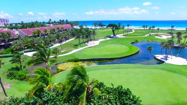  Aerial - Beautiful view of Golf Course next to ocean : Golf resort