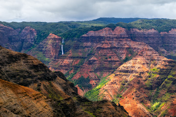 Landscape view of Waimea cayon and Waipoo waterfall, Kauai