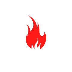 Isolated red color flame on the white background vector logo. Fire spurts logotype.Heat icon. Fireplace symbol. Bonfire illustration. Spicy food sign. Danger warning.