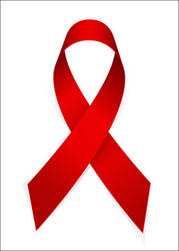 Red Ribon - Symbol of 21 December World AIDS Day Vector Illustration