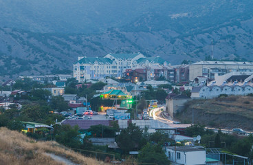 Fototapeta premium Evening view of the city Sudak