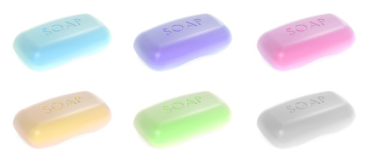 set of colored soaps, 3D rendering