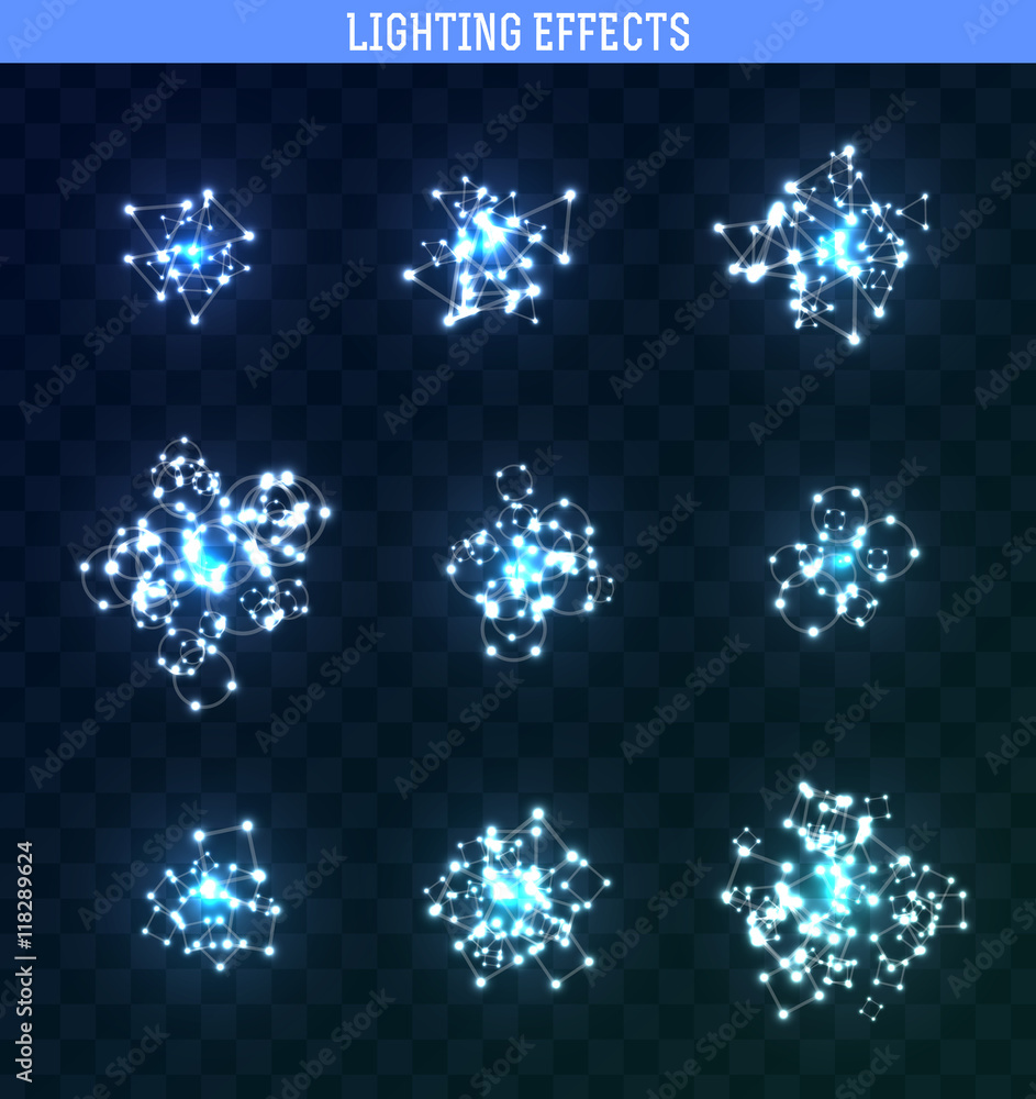 Canvas Prints set of lighting isolated effect. magic, bright, brilliant patches of light. shining star. effect for