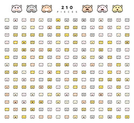 Big set 210 pieces emotions isolated