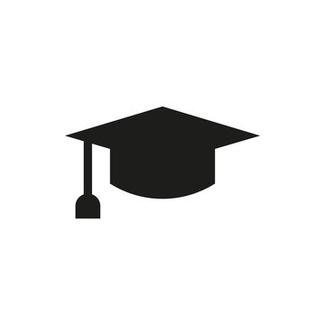graduation cap symbol icon on white background