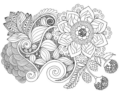 Fantasy flowers coloring page.