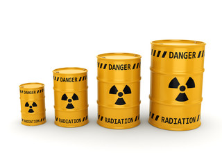 3D rendering Yellow radioactive barrels