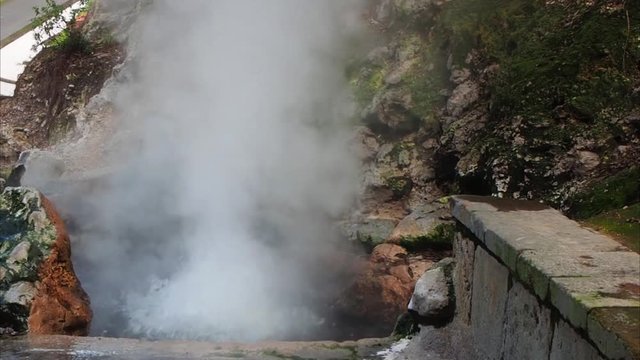 Geothermal hot water hole in Furnas, Sao Miguel, Azores, Portugal.