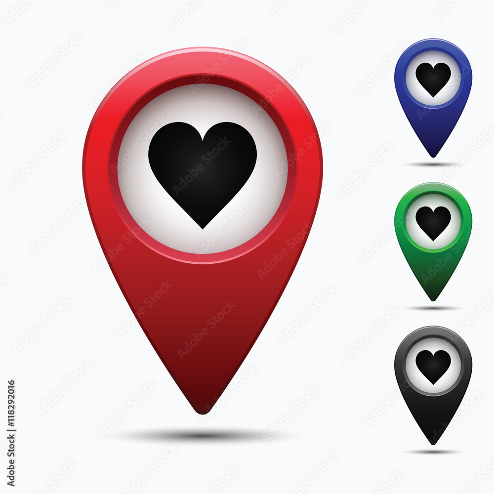 Poster colored map pointer with symbol showplace and lion . for location maps. mark icon. sign for gps navi