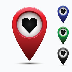 Fototapeta premium Colored map pointer with symbol showplace and lion . For location maps. Mark icon. Sign for gps navigation. Index location on map. Pointer location. Vector isolated ilustration.