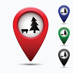 Colored map pointer with symbol resting-place.  For location maps. Mark icon. Sign for gps navigation. Index location on map. Pointer location. Vector isolated ilustration.
