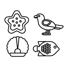 Marine sea icons vector set.