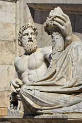 River Tiber God monumental statue in Capitoline Hill Square, Rome