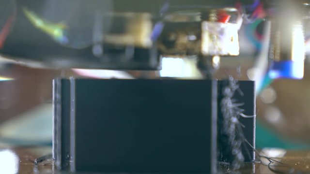 Cheap DIY 3d printer in action, close up 4K shot