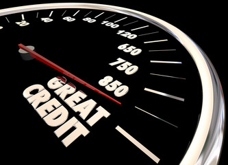 Great Credit Score Report Improve Increase Speedometer 3d Illust