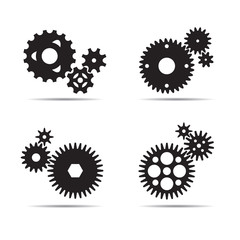 Set of Black Gears. Vector Illustration.