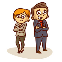 Businessman And Businesswoman Standing