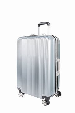 silver travel luggage isolated