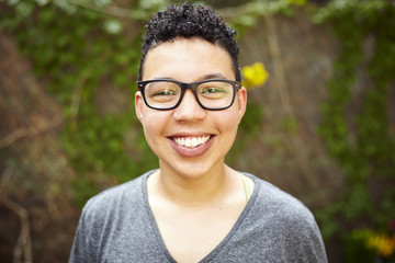 Mixed race woman smiling outdoors