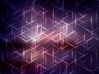 Fototapeta na wymiar Hexagon abstract science technology purple background.